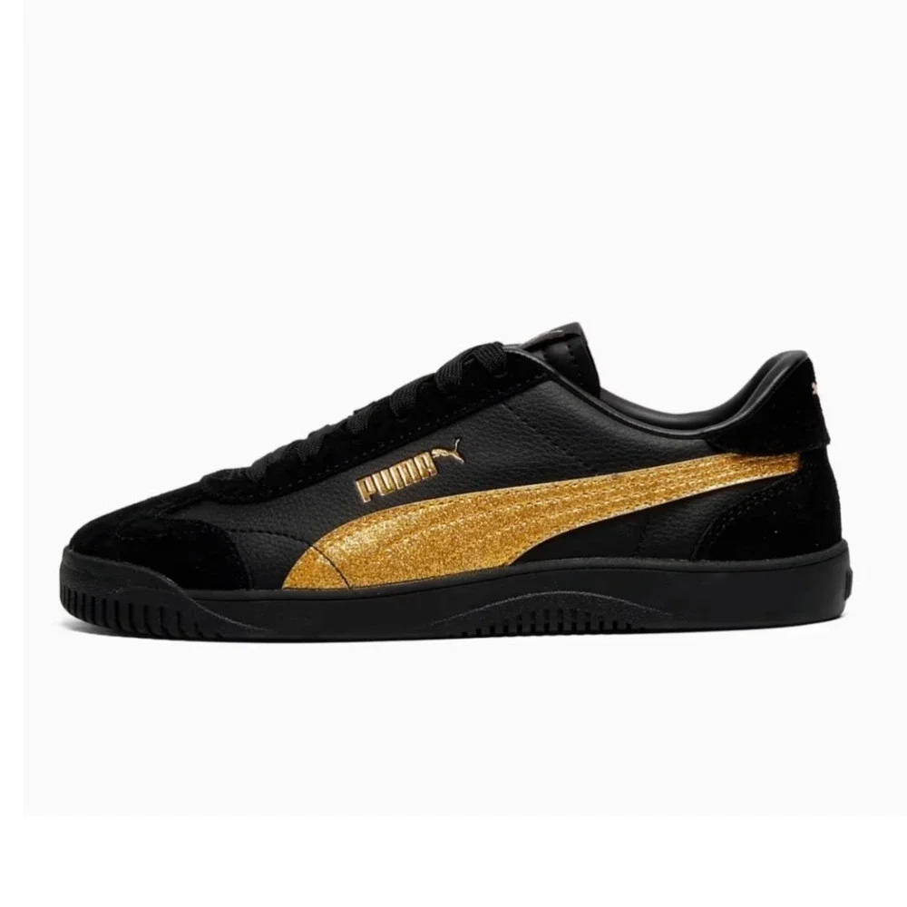 Puma Club 5v5 Sparkle Womens Sneakers Shoes Black Gold Glitter 406706 01 Size 10